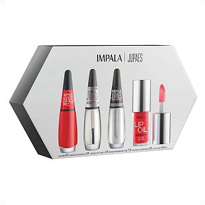 Kit Impala Ju Paes Virando O Jogo Aposta Alta: Esmalte, Verniz Gloss, Sérum e Lip Oil