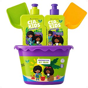 Kit Cia Da Natureza Praia Crespinhos Raiz: Shampoo, Condicionador 250ml, Balde e Acessórios