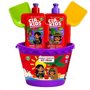 Kit Cia Da Natureza Praia Lisinhos Tropicais: Shampoo, Condicionador 250ml, Balde e Acessórios