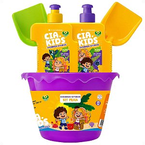Kit Cia Da Natureza Praia Cachinhos Naturais: Shampoo, Condicionador 250ml, Balde e Acessórios