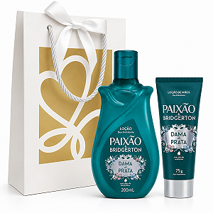 Kit Presente Paixão Bridgerton Dama De Prata: Loção Hidratante Corporal 200ml e Loção De Mãos 75g