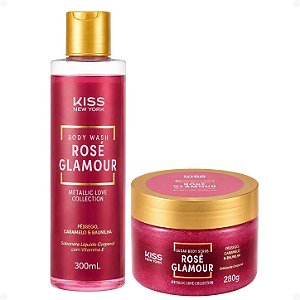 Kit Kiss New York Rosé Glamour: Sabonete Líquido 300ml e Esfoliante Corporal 280g