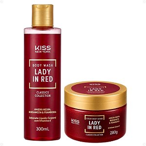 Kit Kiss New York Lady In Red: Sabonete Líquido 300ml e Esfoliante Corporal 280g