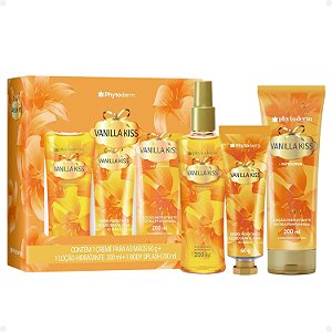 Kit Phytoderm Vanilla Kiss: 1 Body Splash 200ml, 1 Hidratante 200ml e 1 Creme de Mãos 60g