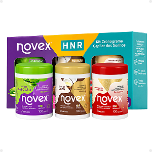 Kit Novex Hnr Cronograma Capilar Dos Sonhos: Super Babosão, Óleo De Coco e Cicatrização Dos Fios 100g