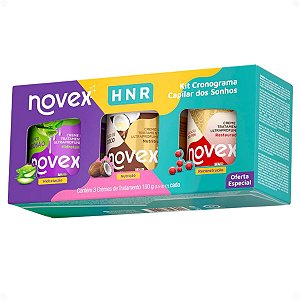 Kit Novex Hnr Cronograma Capilar Dos Sonhos: Super Babosão, Óleo De Coco e Cicatrização Dos Fios 100g