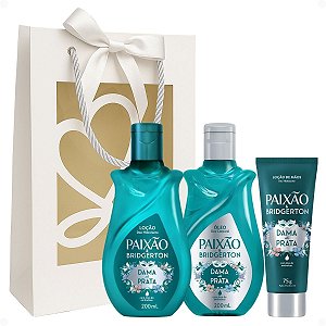 Kit Presente Paixão Bridgerton Dama de Prata: Loção Hidratante, Óleo Corporal 200ml e Loção Hidratante de Mãos 75g