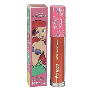 Batom Líquido Matte Fenzza Disney Princesa Ariel Dis108