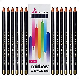 Kit Mitsubishi Rainbow: 12 Lápis Dermatográfico Preto 7610-24