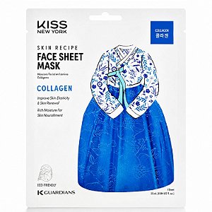 Máscara Facial Coreana Kiss Ny Face Sheet Mask Collagen Colágeno Kkf02