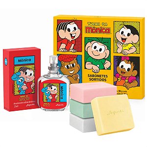 Kit Jequiti Turma Da Mônica: 4 Sabonetes Sortidos + Desodorante Colônia Mônica 25ml