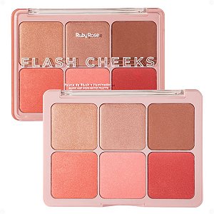 Paleta De Blush e Iluminador Ruby Rose Flash Cheeks Hb-m1000