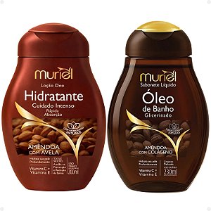 Kit Muriel Amêndoa Com Avelã: Sabonete Óleo De Banho 230ml e Loção Deo Hidratante 200ml
