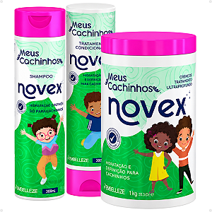 Kit Novex Meus Cachinhos 3abc: Shampoo e Tratamento Condicionante 300ml + Creme De Tratamento Ultraprofundo 1kg