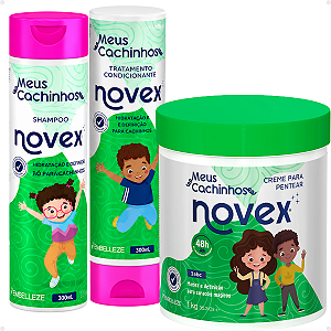 Kit Novex Meus Cachinhos 3abc: Shampoo e Tratamento Condicionante 300ml + Creme Para Pentear 1kg