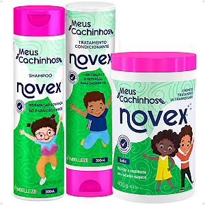 Kit Novex Meus Cachinhos 3abc: Shampoo e Tratamento Condicionante 300ml + Creme De Tratamento Ultraprofundo 400g