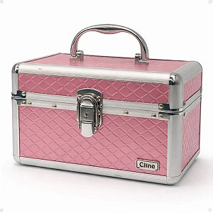 Maleta de Maquiagem Cisne Rosa e Prata com 1 Bandeja Csn-lc5131
