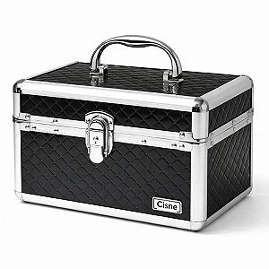 Maleta de Maquiagem Cisne Preta e Prata com 1 Bandeja Csn-lc5131