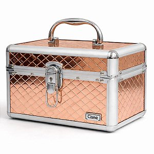 Maleta de Maquiagem Cisne Salmão e Prata com 1 Bandeja Csn-lc5131