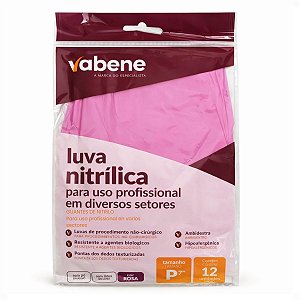 Luva Nitrílica Vabene Tamanho P Com 12 Unidades Rosa Ref.: 10947