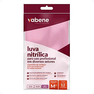 Luva Nitrílica Industrial Vabene Tamanho M Com 12 Unidades Rosa Ref.: 7945ind