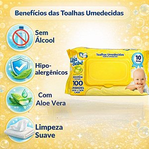 Toalhas Umedecidas Upa Bebê Com 100 unidades