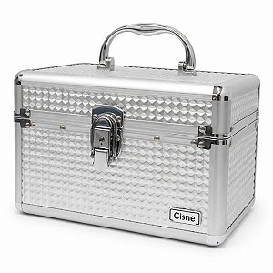 Maleta de Maquiagem Cisne Prata Com 1 Bandeja Csn-a131