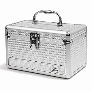 Maleta de Maquiagem Cisne Prata com 1 Bandeja e Gaveta Csn-a140