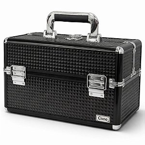Maleta de Maquiagem Ruby´s Preta e Prata com 2 Bandejas Csn-a160