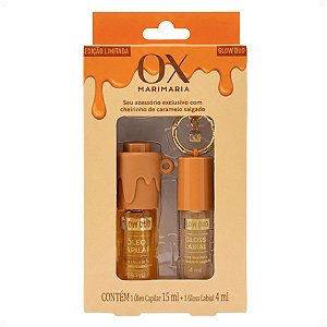 Kit Ox Mari Maria Glow Duo Caramelo Salgado Com Chaveiro: Óleo Capilar e Gloss Labial