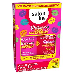 Kit Salon Line Definição Cachos Ostentação: Shampoo e Creme Multifuncional 3 em 1 300ml