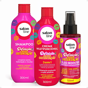 Kit Salon Line Definição Cachos Ostentação: Shampoo e Creme Multifuncional + Óleo Booster