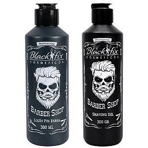 Kit Black Fix Barber Shop: Loção Pós Barba 300ml e Gel De Barbear 300g