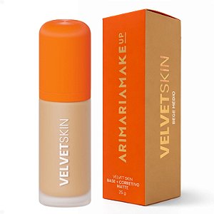 Base e Corretivo Matte Mari Maria MakeUp Velvet Skin Bege Médio 25g