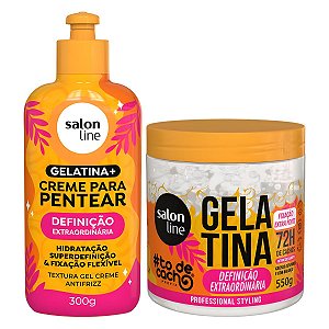 Kit Salon Line Definição Extraordinária: Creme Para Pentear 300g e Gelatina Capilar 550g