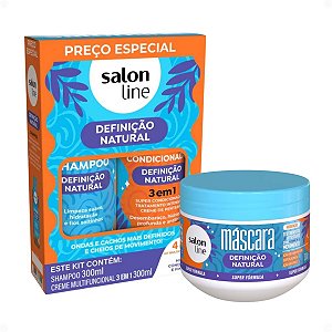 Kit Salon Line Definição Natural: Shampoo e Creme Multifuncional 300ml + Máscara Capilar 300g