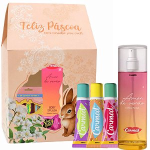 Kit Carmed Páscoa: 3 Hidratantes Labiais Sorvete, Body Splash Amor De Verão e Mimo Bombom Sonho De Valsa