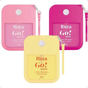 Kit Ricca Spray Perfumado Go! Corpo e Cabelo: Pink, Sweety e Sunny 34ml