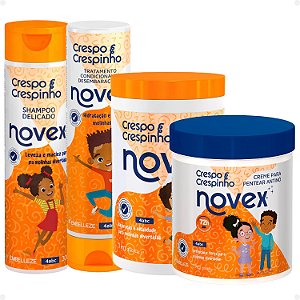 Kit Novex Crespo e Crespinho 4abc: Shampoo e Tratamento Condicionante 300ml + Creme De Tratamento e Creme para Pentear 1kg