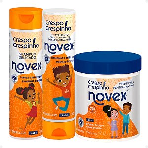 Kit Novex Crespo e Crespinho 4abc: Shampoo e Tratamento Condicionante 300ml + Creme para Pentear Antinó 1kg