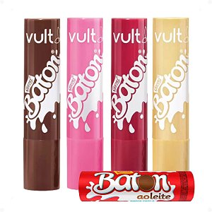 Kit Baton Com 4 Gloss Stick Vult: Marrom, Malva, Rosa e Translucido com Brilho + Mimo