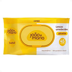 Lenços Umedecidos Cimed João e Maria Glicerina Com 45 Unidades