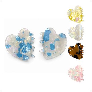 Piranha de Cabelo Acetato Coração 2,5 x 3,5cm Com 2 Unidades Ngaf27811
