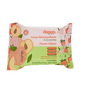 Lenço Demaquilante Hidratante Dapop Peach Clean Com 25 Unidades