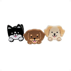 Kit Piranha Para Cabelo Cachorrinhos Modelos Variados Com 3 Unidades Df408