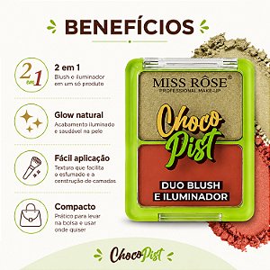 Duo Blush e Iluminador Miss Rôse Chocopist 8g