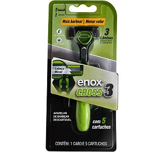 Aparelho De Barbear Enox Cross 3 Com 5 Cartuchos