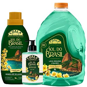 Kit Coala Sol Do Brasil: Lava-Roupas Líquido, Amaciante e Sabonete Líquido