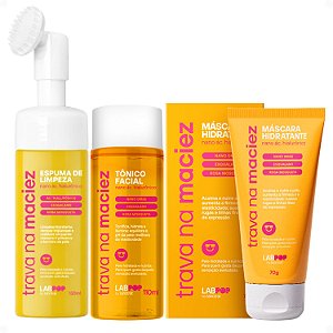 Kit LabPop by Labotrat Trava na Maciez: Espuma de Limpeza, Tônico Facial e Máscara Hidratante