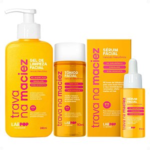 Kit LabPop by Labotrat Trava na Maciez: Gel de Limpeza, Tônico Facial e Sérum Facial